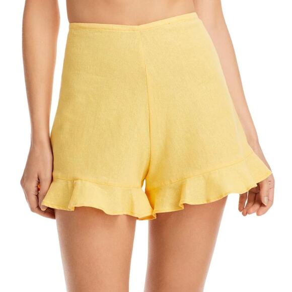 Just Bee Queen High Waist Ruffle Trim Linen Shorts NWT Size Medium - Picture 1 of 1